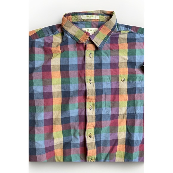 Orvis Other - Orvis XL Button Up Short Sleeve Shirt Multicolor Plaid Cotton Preppy Normcore